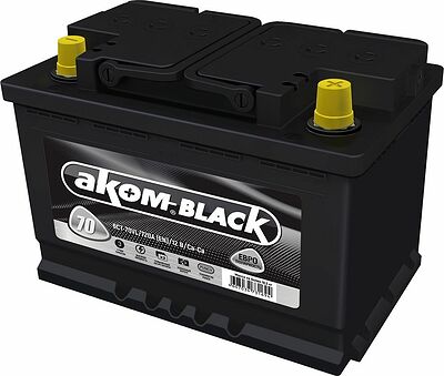 АКОМ BLACK 70E 6СТ-70 VL 70 А/ч 720 А, обратная полярность, 278×175×190 мм, код 4607034731694