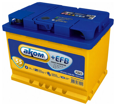 AKOM +EFB 55 А/ч прямая (242x175x190)