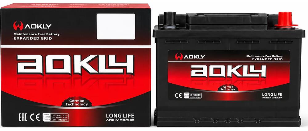 AOKLY DIN 56077, 60 А·ч 590 А (EN), обратная полярность, корпус LB2, 243×174×175 мм
