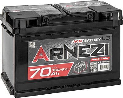 Arnezi AGM Start-stop 70 А/ч обратная конус стандарт (278x175x190)