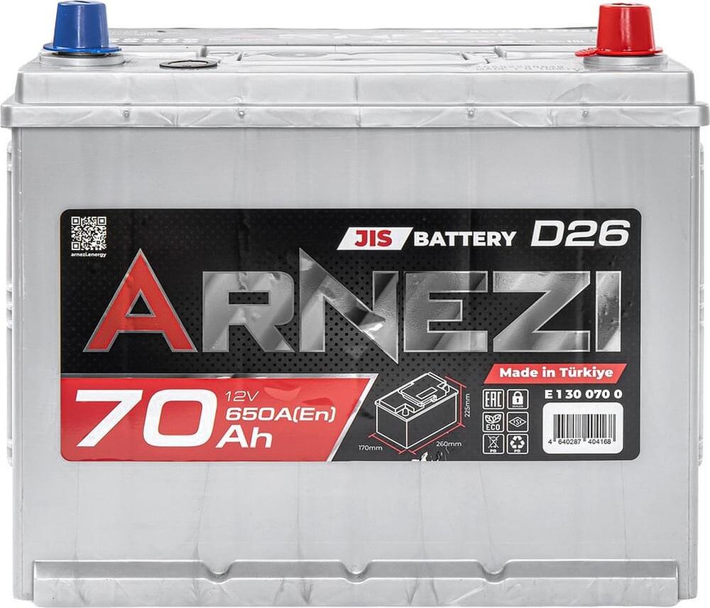 Arnezi JIS SMF E1300700 70 А/ч 650 А (EN), обратная полярность, 260×170×225 мм, D26