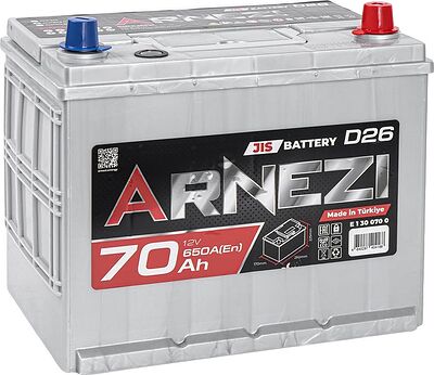 Arnezi JIS SMF E1300700 70 А/ч 650 А (EN), обратная полярность, 260×170×225 мм, D26