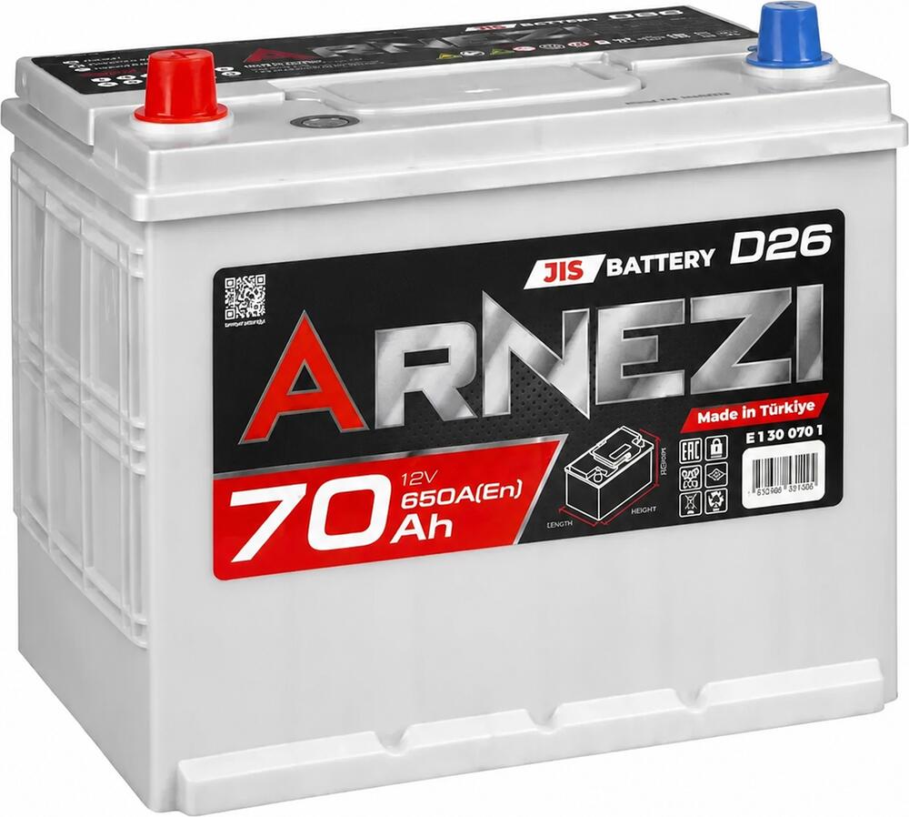 Arnezi JIS SMF E1300701 70 А/ч 650 А (EN), прямая полярность, 260×170×225 мм, D26