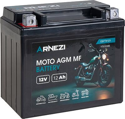 Arnezi Moto AGM E9YTX121 12 А/ч 150 А (EN), прямая полярность, 150×86×130 мм, YTX12-BS