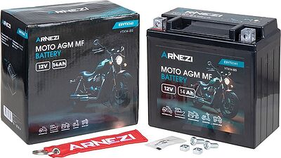 Arnezi Moto AGM E9YTX141 14 А/ч 170 А (EN), прямая полярность, 150×86×146 мм, YTX14-BS