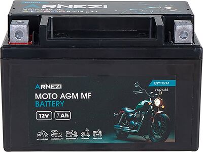 Arnezi Moto AGM E9YTX7A1 7 А/ч 90 А (EN), прямая полярность, 149×86×94 мм, YTX7A-BS