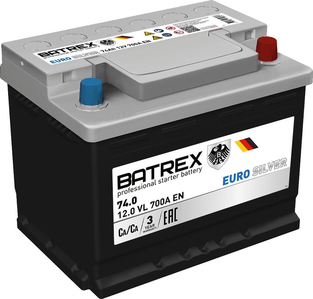 Batrex Euro Silver 6СТ-74.0 VL 74 А/ч 700 А (EN), обратная полярность (276x175x175)