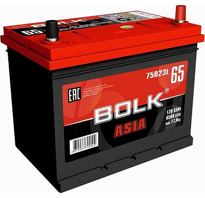 Bolk EFB ASIA BEFBA 65-3-R 65 А/ч 670 А (EN), обратная полярность, корпус D23, 232×175×225 мм
