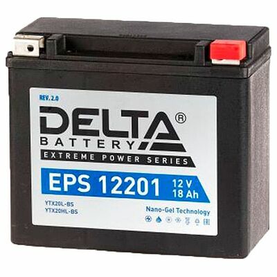 Delta EPS 12201 20 А/ч 260 А (EN), обратная полярность, 176×87×154 мм