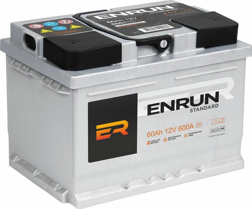 ENRUN Standard ES601 60 А/ч 600 А (EN), прямая полярность, 242×175×190 мм, L2