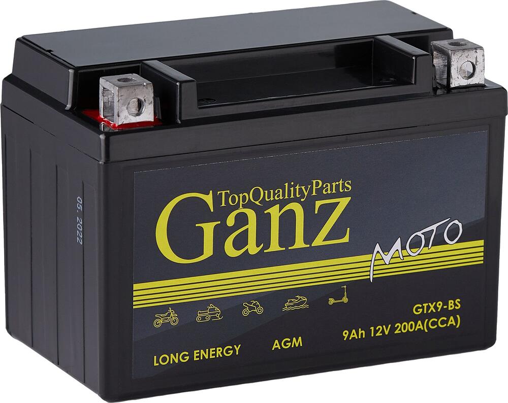 GANZ Moto AGM GN1209 9 А·ч 200 А CCA, прямая полярность, 152x87x107 мм