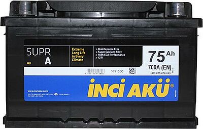 Inci Yuasa Inci SuprA 75 А/ч обратная конус стандарт (278x175x175)