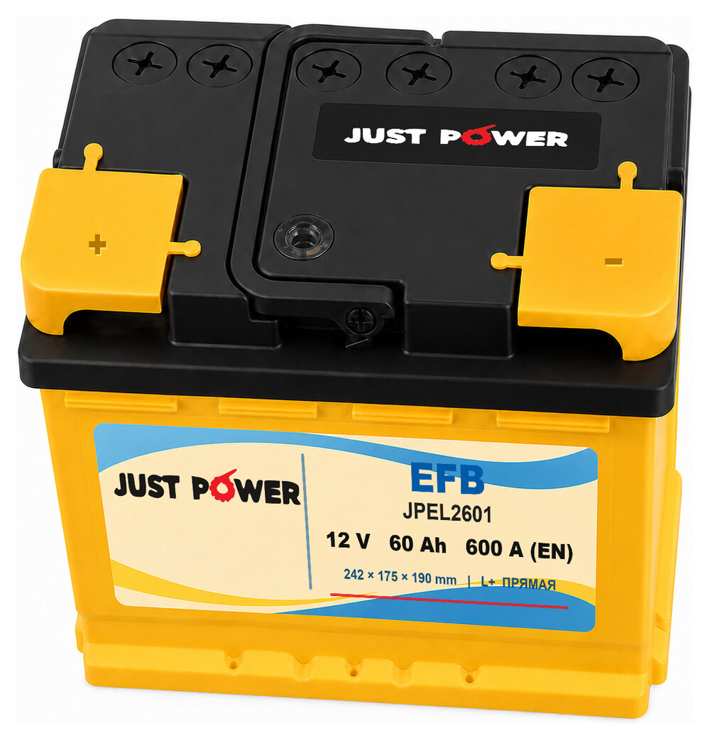 JUST POWER EFB JPEL2601 60 А·ч 600 А (EN), прямая полярность, 242x175x190 мм