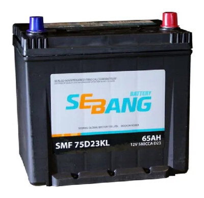 Sebang SMF 75D23KL 65 А/ч, 580 А, обратная полярность (232x175x225)