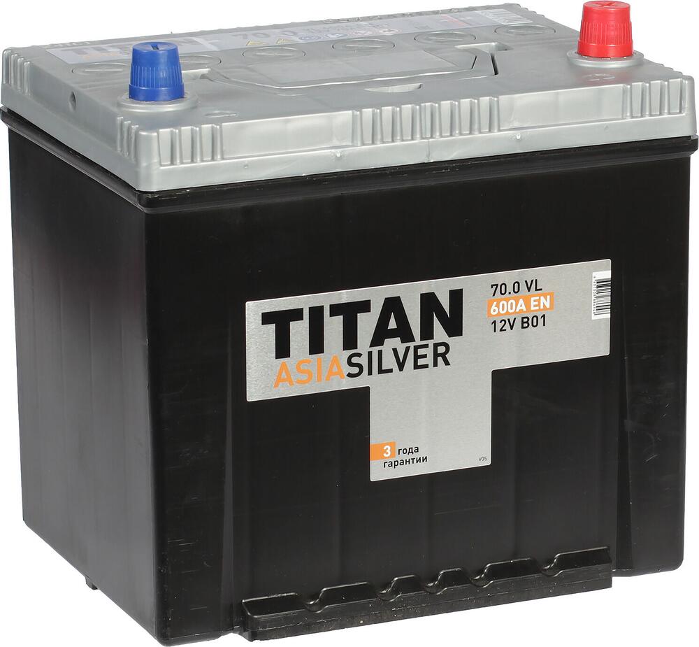 Titan Asia Silver 6СТ-70.0 VL B01 70 А·ч 600 А (EN), обратная полярность, 230×175×221 мм