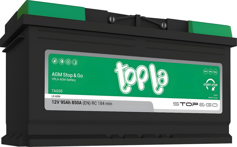 Topla AGM Stop&Go TAG95 (114090) 95 А·ч 850 А (EN), обратная полярность, 353×175×190 мм