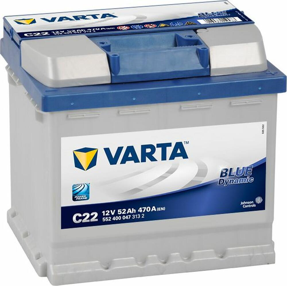 Varta Blue Dynamic C22 52 А/ч, 470 А (EN), обратная полярность (207x175x190), код 552400047