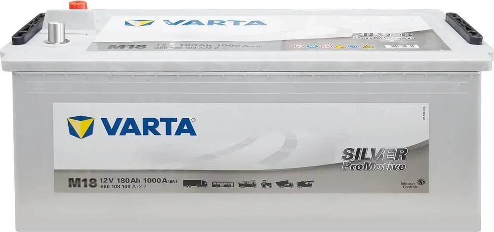 Varta ProMotive Silver M18 680108100A722 180 А·ч 1000 А (EN), обратная полярность R+, стандартные конические клеммы, B00, корпус B, 513×223×223 мм