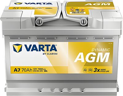 Varta Silver Dynamic AGM A7 70 А/ч, 760 А (EN), обратная полярность (278x175x190), код 570901076