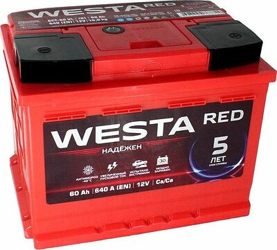 Westa Red 6СТ-63 63 А/ч, 650 А, обратная полярность (242x175x190)