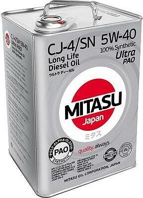 Mitasu MJ-211 Ultra PAO Diesel CJ-4/SN 5W-40 6л