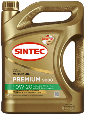 Sintec Premium 9000 0W-20 API SN plus ACEA C5 4л