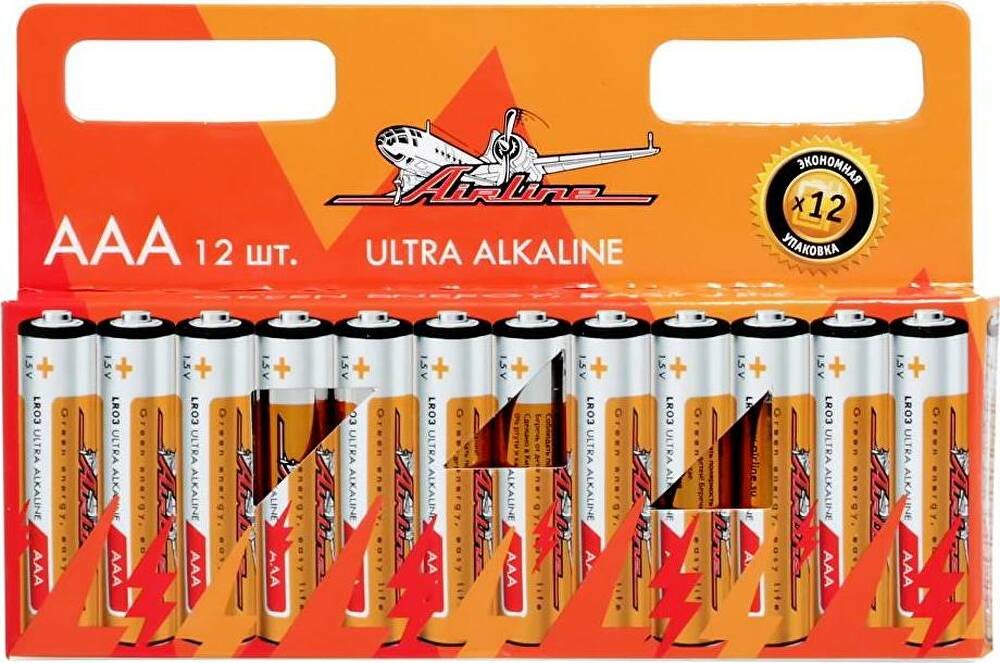Airline AAA-12 щелочные батарейки LR03/AAA 1,5 В, 12 шт.