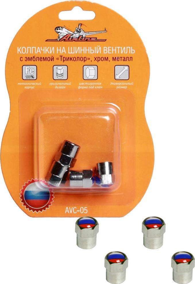 Airline Колпачок нипеля (металл, хром) ТРИКОЛОР AIRLINE (AVC-04) AVC05 (AVC05)