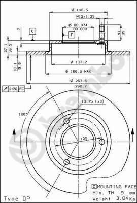 AP 10133 тормозной диск на PEUGEOT 305 I Break (581D)
