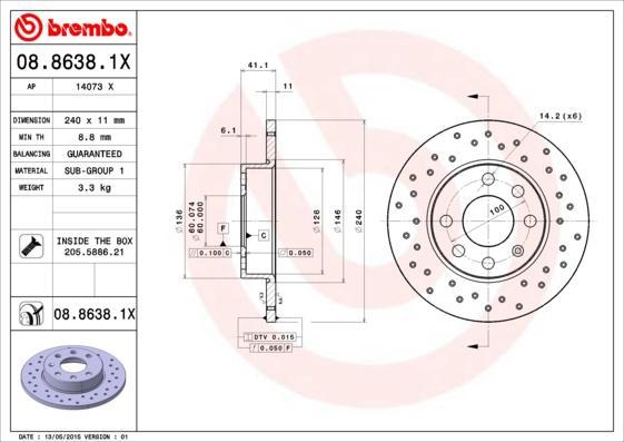 AP 14073 X тормозной диск на OPEL CORSA C фургон (F08, W5L)