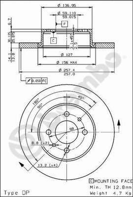 AP 14125 тормозной диск на FIAT CROMA (154)