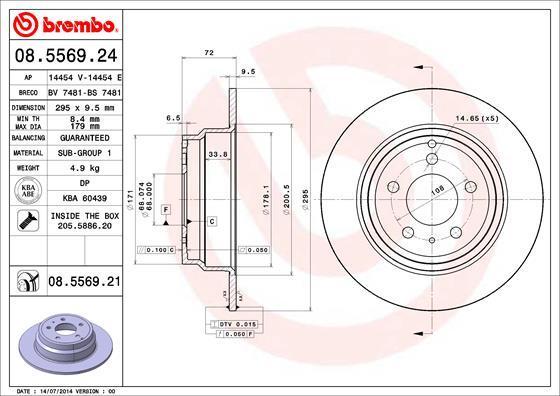 AP 14454 V тормозной диск на VOLVO C70 I купе