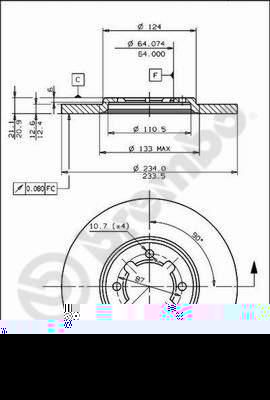 AP 14570 тормозной диск на TOYOTA CELICA купе (RA4_, TA4_)