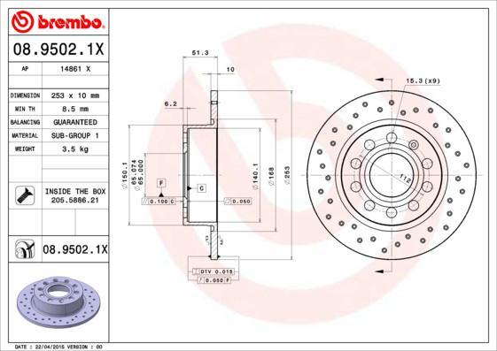 AP 14861 X тормозной диск на SKODA OCTAVIA Combi (1Z5)