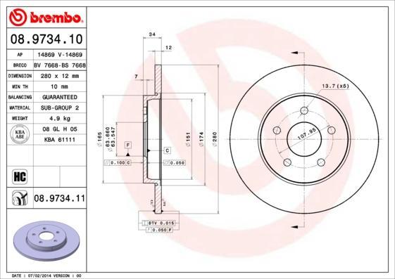 AP 14869 V тормозной диск на FORD MONDEO III (B5Y)