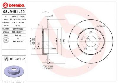 AP 14899 V тормозной диск на NISSAN PRIMERA Hatchback (P12)