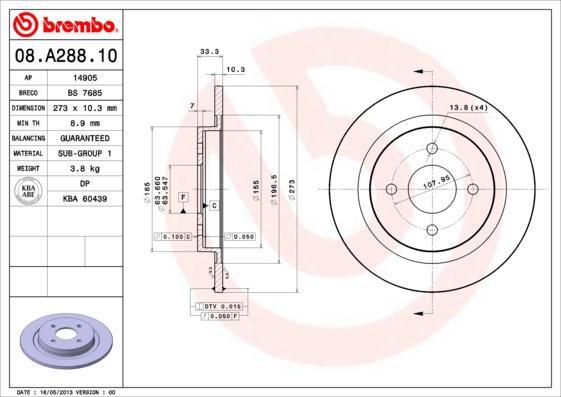 AP 14905 тормозной диск на FORD SIERRA Наклонная задняя часть (GBC, GBG)