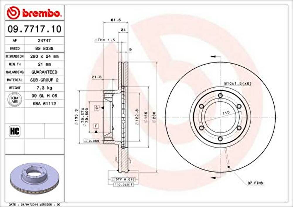 AP 24747 тормозной диск на OPEL MOVANO Combi (J9)