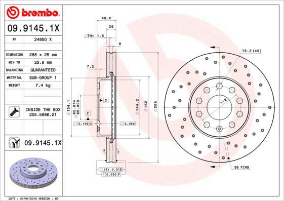 AP 24850 X тормозной диск на SKODA SUPERB (3T4)