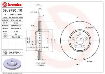 AP 24967 тормозной диск на TOYOTA AVENSIS (_T22_)