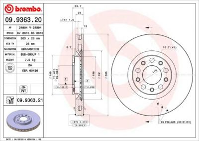 AP 24994 V тормозной диск на ALFA ROMEO 159 (939)