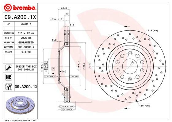 AP 25084 X тормозной диск на AUDI A3 (8P1)