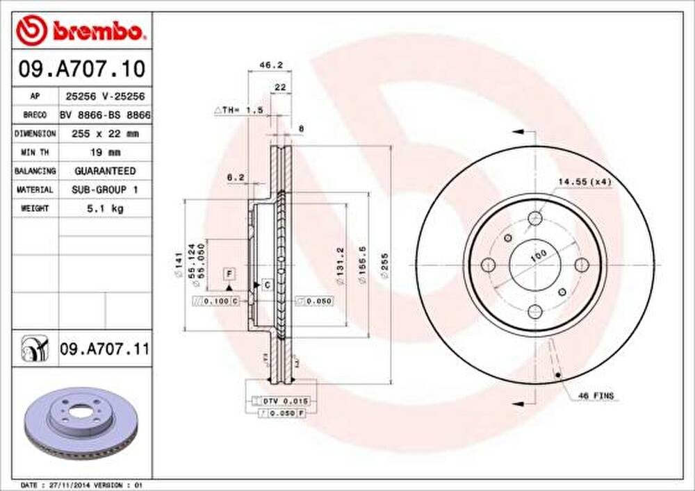 AP 25256 V тормозной диск на TOYOTA YARIS (NHP13_, NSP13_, NCP13_, KSP13_, NLP13_)