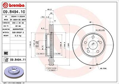 AP 25344 тормозной диск на TOYOTA PRIUS (ZVW3_)