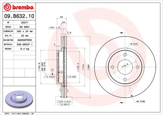 AP 25371 тормозной диск на NISSAN TIIDA Наклонная задняя часть (C11X)