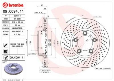 AP 25411 V тормозной диск на PORSCHE BOXSTER (987)