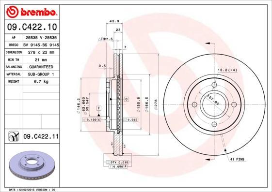 AP 25535 тормозной диск на FORD B-MAX (JK)