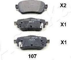 Ashika 51-01-107 комплект тормозных колодок, дисковый тормоз на NISSAN QASHQAI (J11, J11_)