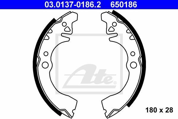 ATE 03.0137-0186.2 комплект тормозных колодок на DAIHATSU CHARADE III (G100, G101, G102)