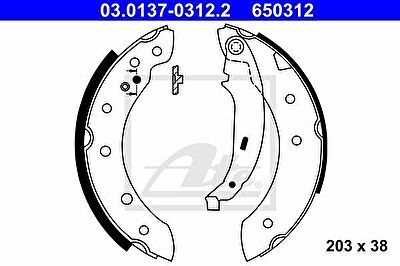 ATE 03.0137-0312.2 Колодки барабанные(d203мм. дляTRW) RENAULT 1.6 Symbol/Logan/Clio-2 PEUG 106,206,306 (6001547630)